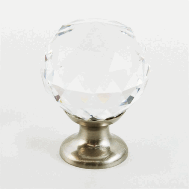 1 1/8 Inch Stargaze Crystal Round Cabinet Knob (Brushed Nickel Finish)