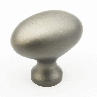 1 3/8 Inch Country Style Oval Knob (Antique Nickel Finish)