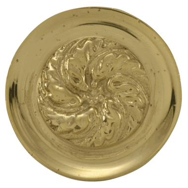 1 4/5 Inch Solid Brass Florid Leaf Knob (Lacquered Brass Finish)