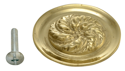 1 4/5 Inch Solid Brass Florid Leaf Knob (Lacquered Brass Finish)