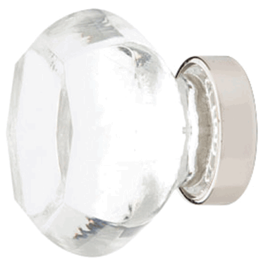 1 Inch Old Town Clear Cabinet Knob (Polished Nickel Finish)