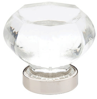 1 Inch Old Town Clear Cabinet Knob (Polished Nickel Finish)