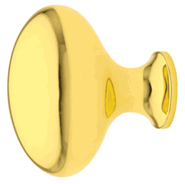 1 Inch Solid Brass Egg Cabinet Knob (Polished Brass Finish)
