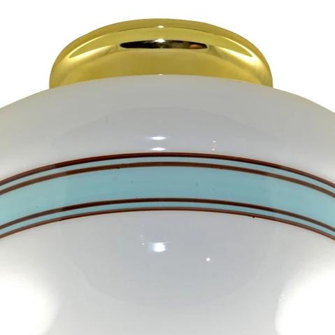 Striped Glass Overhead Light Fixture (Polished Brass Finish)