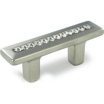 2 1/2 Inch (1 1/4 Inch c-c) Skyevale Cabinet Pull with Crystals (Brushed Nickel Finish)