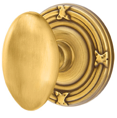 Solid Brass Egg Door Knob Set With Ribbon & Reed Rosette