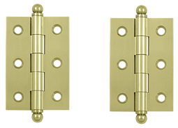 2 1/2 Inch x 1 11/16 Inch Solid Brass Cabinet Hinges (Unlacquered Brass Finish)