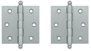 2 1/2 Inch x 2 1/2 Inch Solid Brass Cabinet Hinges (Brushed Chrome Finish)