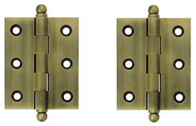 2 1/2 Inch x 2 Inch Solid Brass Cabinet Hinges (Antique Brass Finish)