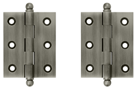 2 1/2 Inch x 2 Inch Solid Brass Cabinet Hinges (Antique Nickel Finish)