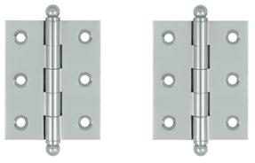 2 1/2 Inch x 2 Inch Solid Brass Cabinet Hinges (Polished Chrome Finish)