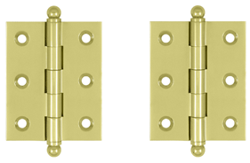 2 1/2 Inch x 2 Inch Solid Brass Cabinet Hinges (Polished Brass Finish)
