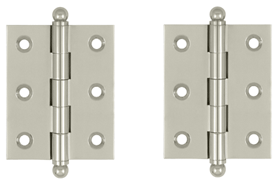 2 1/2 Inch x 2 Inch Solid Brass Cabinet Hinges Polished Nickel Finish