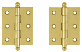 2 1/2 Inch x 2 Inch Solid Brass Cabinet Hinges (Polished Brass Finish)