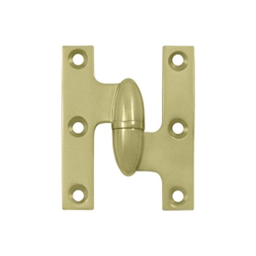 2 1/2 Inch x 2 Inch Solid Brass Olive Knuckle Hinge (Unlacquered Brass Finish)