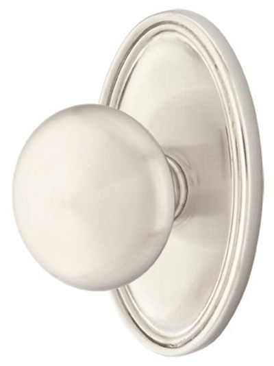 Solid Brass Providence Door Knob Set With Oval Rosette