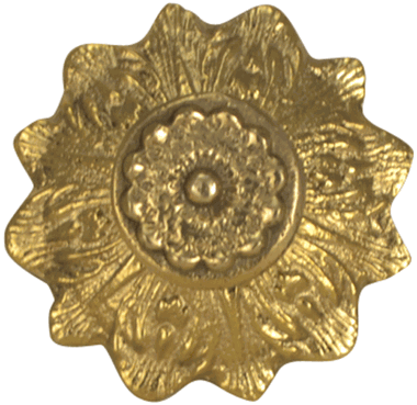 2 2/5 Inch Solid Brass Victorian Sunflower Knob (Lacquered Brass Finish)