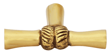 2 Inch Solid Brass Japanese Bamboo Style Knob (Lacquered Brass Finish)