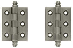 2 Inch x 1 1/2 Inch Solid Brass Cabinet Hinges (Antique Nickel Finish)