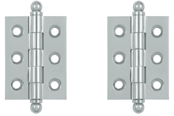 2 Inch x 1 1/2 Inch Solid Brass Cabinet Hinges (Chrome Finish)