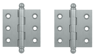 2 Inch x 2 Inch Solid Brass Cabinet Hinges (Brushed Chrome Finish)