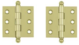 2 Inch x 2 Inch Solid Brass Cabinet Hinges (Unlacquered Brass Finish)