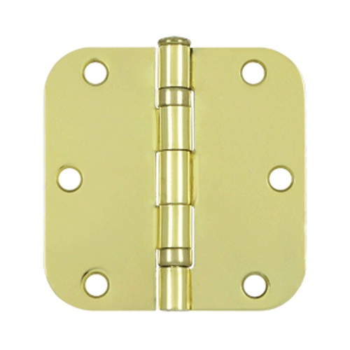3 1/2 Inch x 3 1/2 Inch Ball Bearing Steel Hinge (Polished Brass Finish)