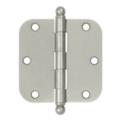 3 1/2 Inch x 3 1/2 Inch Ball Tip Steel Hinge (Brushed Nickel Finish)