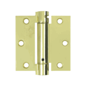 3 1/2 Inch x 3 1/2 Inch Steel Spring Hinge (Square Corner, Polished Brass Finish)