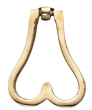 2 1/8 Inch Heart-Shaped Ring Pull (Polished Brass Finish)