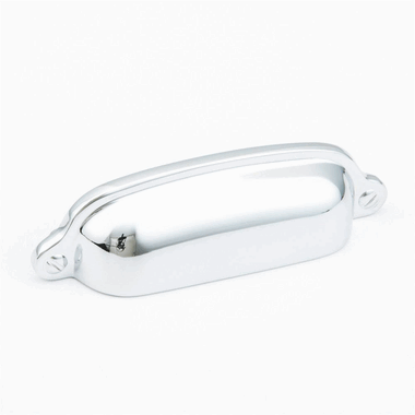 3 3/4 Inch (3 Inch c-c) Country Style Cup Pull (Polished Chrome Finish)