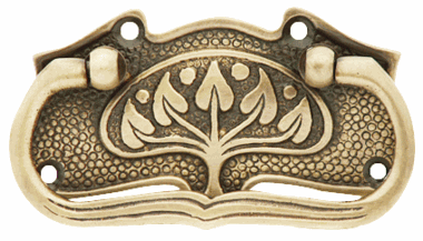 3 3/4 Inch Leaf Pattern Solid Brass Drawer Pull - Hand Hammered Design (Antique Brass Finish)