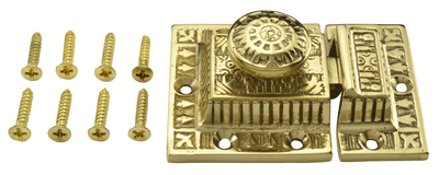 3 Inch Long Windsor Pattern Lost Wax Cast Cabinet Latch (Lacquered Brass Finish)