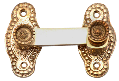 3 Inch Solid Brass Victorian Cabinet Latch (Lacquered Brass Finish)