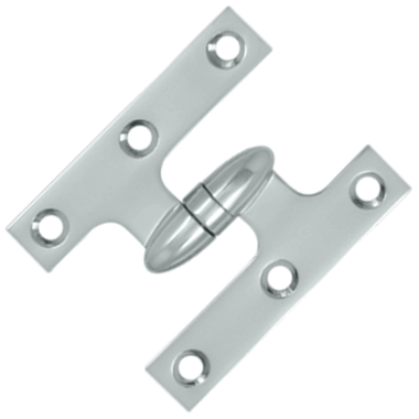 3 Inch x 2 1/2 Inch Solid Brass Olive Knuckle Hinge (Chrome Finish)