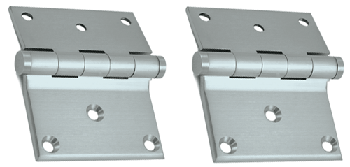3 x 3 1/2 Inch Solid Brass Half Surface Hinge (Brushed Chrome Finish)