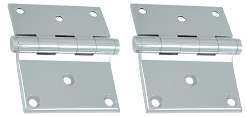 3 x 3 1/2 Inch Solid Brass Half Surface Hinge (Chrome Finish)