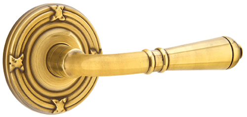 Emtek Solid Brass Turino Lever With Ribbon & Reed Rosette