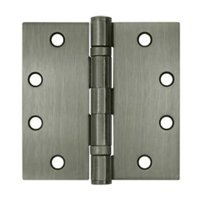4 1/2 Inch x 4 1/2 Inch Double Ball Bearing Steel Hinge (Square Corner, Antique Nickel Finish)
