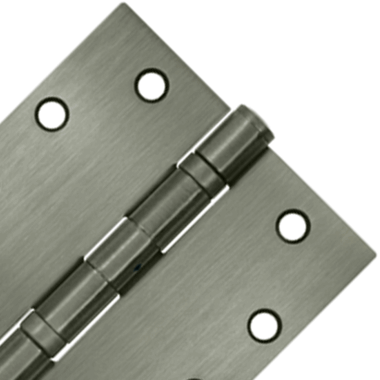 4 1/2 Inch x 4 1/2 Inch Non-Removable Pin Steel Hinge (Square Corner, Antique Nickel Finish)