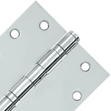 4 1/2 Inch x 4 1/2 Inch Non-Removable Pin Steel Hinge (Square Corner, Chrome Finish)
