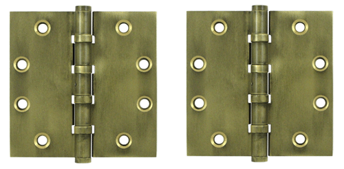 4 1/2 Inch X 4 1/2 Inch Solid Brass Hinge Interchangeable Finials (Square Corner, Bronze Medium Finish)