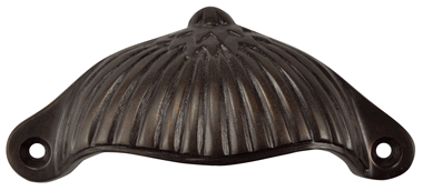 4 1/8 Inch Solid Brass Art Deco Fan Cup Pull (Oil Rubbed Bronze Finish)