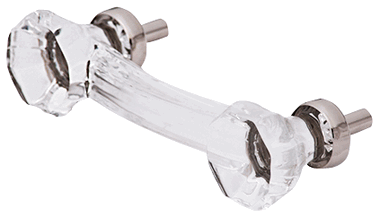 4 Inch Overall (3 Inch c-c) Clear Glass Old Town Octagon Shape Cabinet Pulls (Polished Chrome Base)