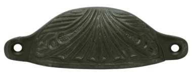 4 Inch Overall (3 2/5 Inch c-c) Solid Brass Art Deco Cup Pull (Oil Rubbed Bronze Finish)