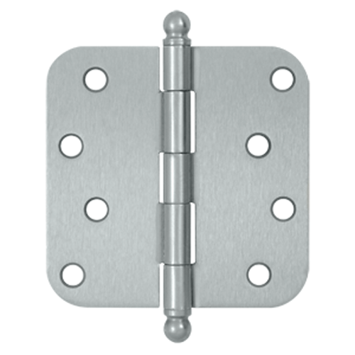 4 Inch x 4 Inch Ball Tip Steel Hinge (Brushed Chrome Finish)