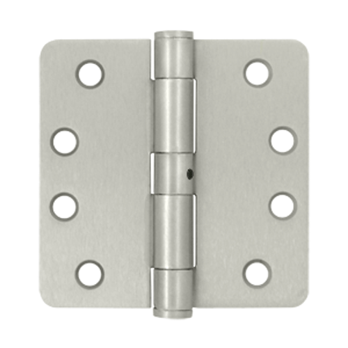 4 Inch x 4 Inch Non-Removable Pin Steel Hinge (1/4 Radius Corner, Brushed Nickel Finish)