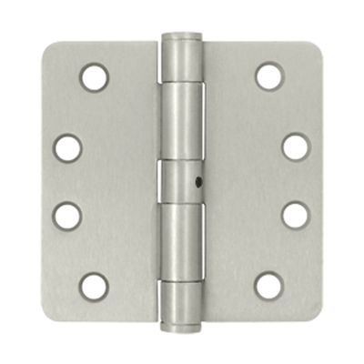 4 Inch x 4 Inch Non-Removable Pin Steel Hinge (1/4 Radius Corner, Brushed Nickel Finish)
