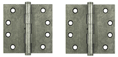 4 Inch X 4 Inch Solid Brass Hinge Interchangeable Finials (Square Corner, White Bronze Medium Finish)