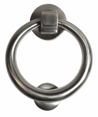 5 1/2 Inch (3 1/2 Inch c-c) Solid Brass Traditional Ring Door Knocker (Brushed Nickel Finish)